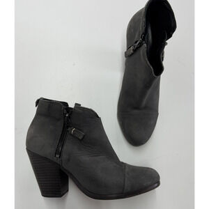 Rag‎ & Bone Boots Womens 37.5 Grey Black Harrow Suede Block Heel Ankle Bootie